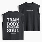 Train Your Body Discipline Your Soul Christian Women's Washed Tank Top