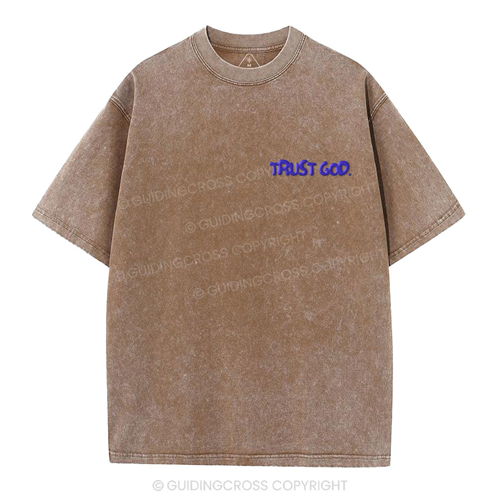 Trust God Christian Puff Printed Washed T-Shirt