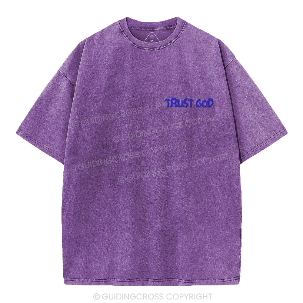 Trust God Christian Puff Printed Washed T-Shirt