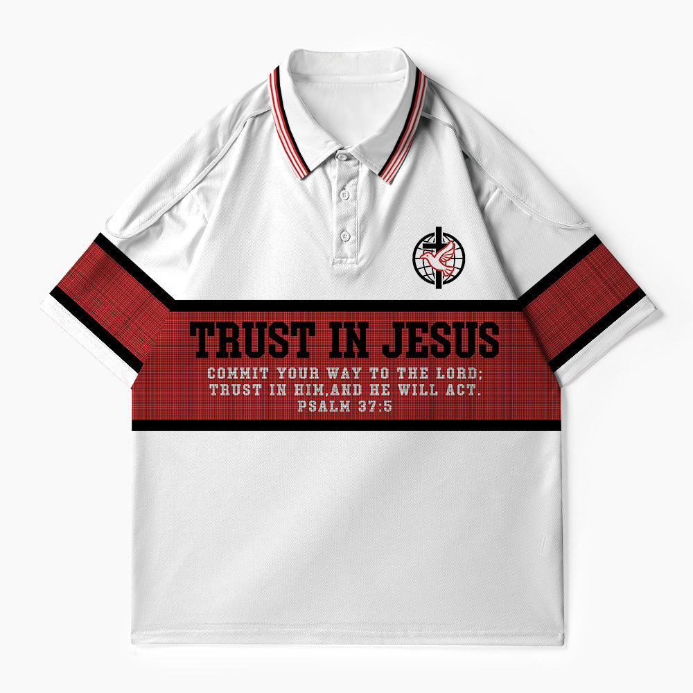 Trust In Jesus Christian Buttoned Polo Jersey