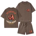 Try Jesus Not Me Cause I Throw Hands Christian Washed T-Shirt & Shorts