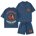 Try Jesus Not Me Cause I Throw Hands Christian Washed T-Shirt & Shorts