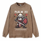 Walk Through The Darkest Valley Panda Warrior Washed Long Sleeve T-Shirt