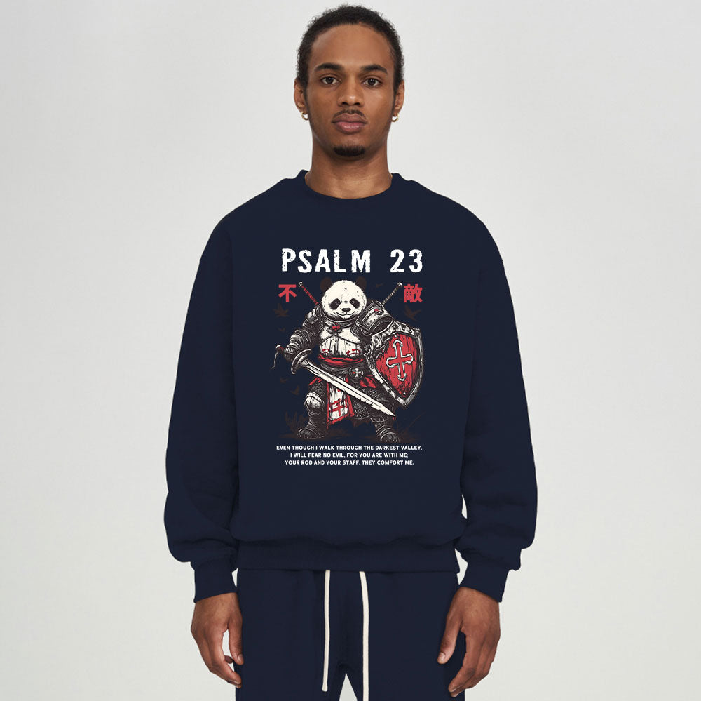 Walk Through The Darkest Valley Panda Warrior Christian Fleece Sweatshirt