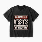 Warning I May Start Talking About Jesus Christian Washed V-Neck T-Shirt