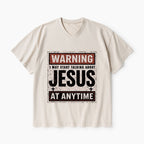 Warning I May Start Talking About Jesus Christian Washed V-Neck T-Shirt