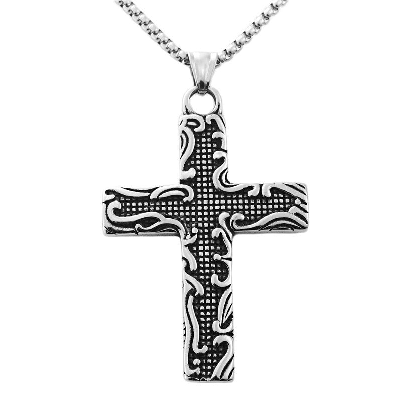 Wave Cross Pendant Necklace