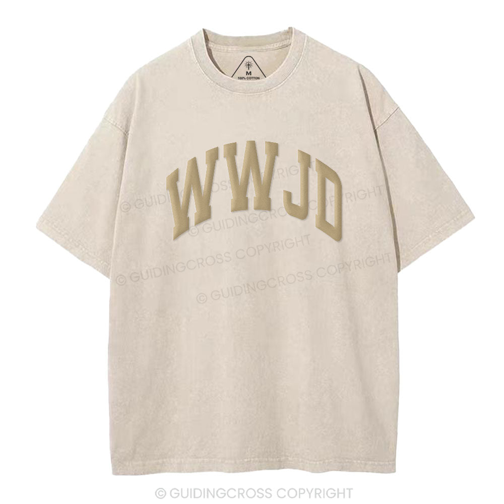 What Would Jesus Do Christian Puff Printed Washed T-Shirt