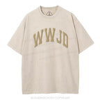 What Would Jesus Do Christian Puff Printed Washed T-Shirt