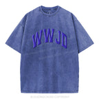What Would Jesus Do Christian Puff Printed Washed T-Shirt