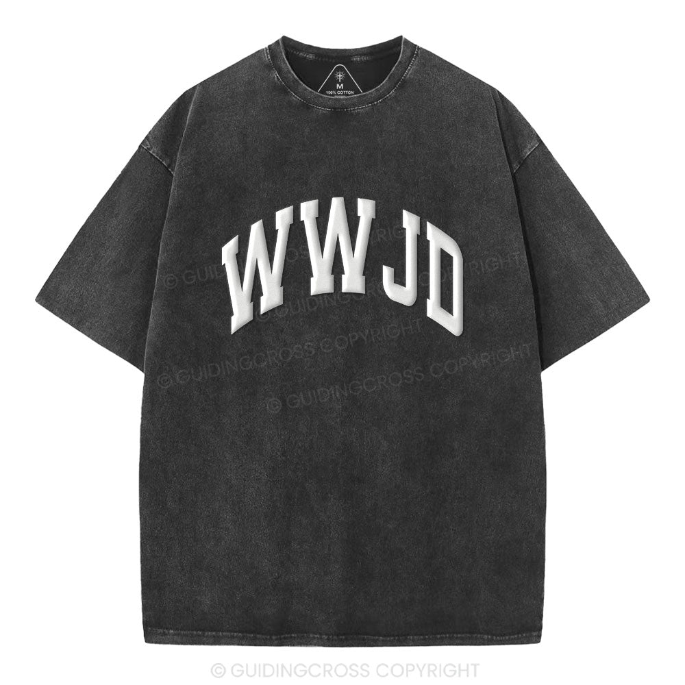 What Would Jesus Do Christian Puff Printed Washed T-Shirt