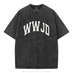 What Would Jesus Do Christian Puff Printed Washed T-Shirt