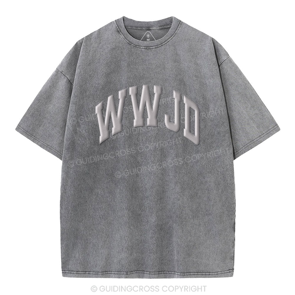 What Would Jesus Do Christian Puff Printed Washed T-Shirt