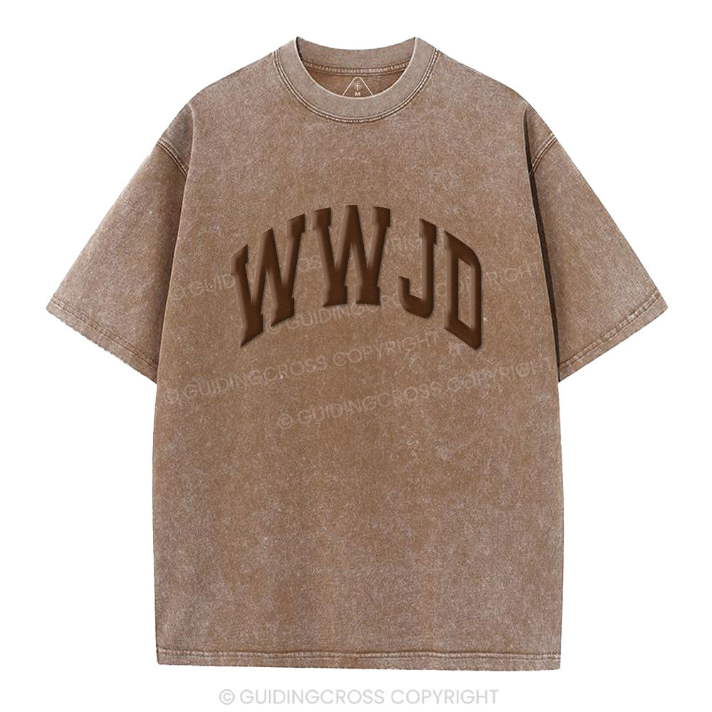 What Would Jesus Do Christian Puff Printed Washed T-Shirt
