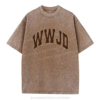 What Would Jesus Do Christian Puff Printed Washed T-Shirt