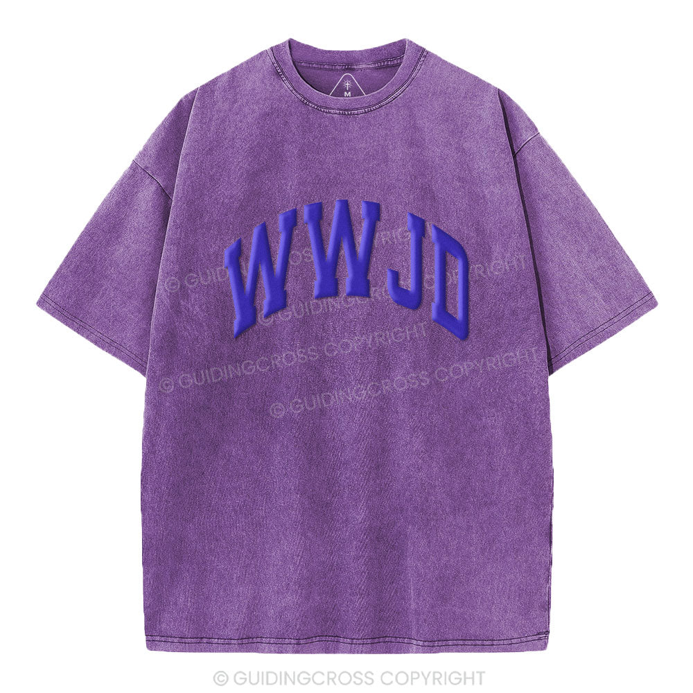 What Would Jesus Do Christian Puff Printed Washed T-Shirt