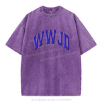 What Would Jesus Do Christian Puff Printed Washed T-Shirt