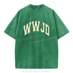 What Would Jesus Do Christian Puff Printed Washed T-Shirt