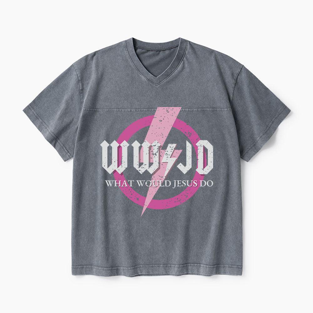 What Would Jesus Do Christian Washed V-Neck T-Shirt