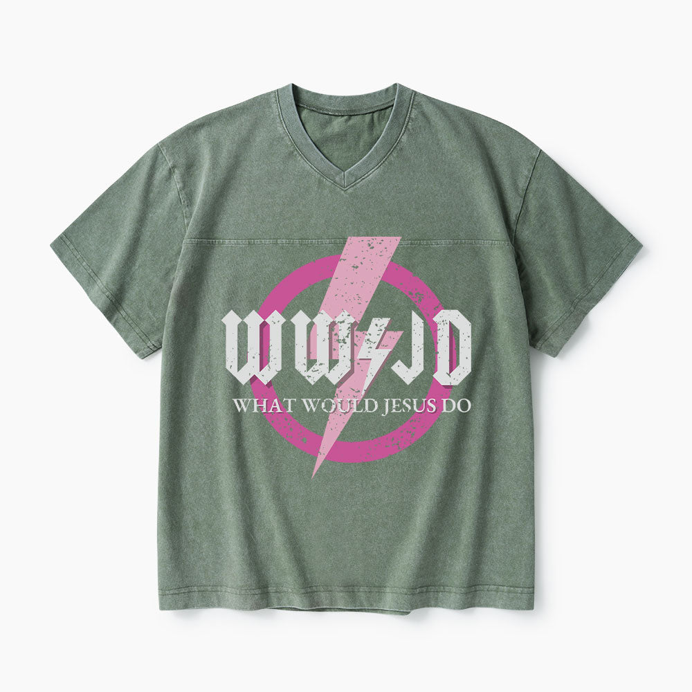 What Would Jesus Do Christian Washed V-Neck T-Shirt