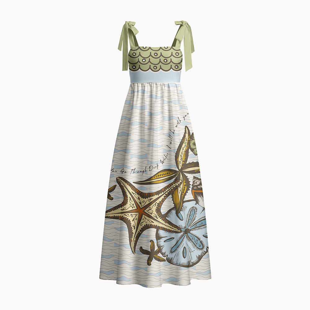 When You Go Deep Water Chrisitan White Tie Shoulder Maxi Dress