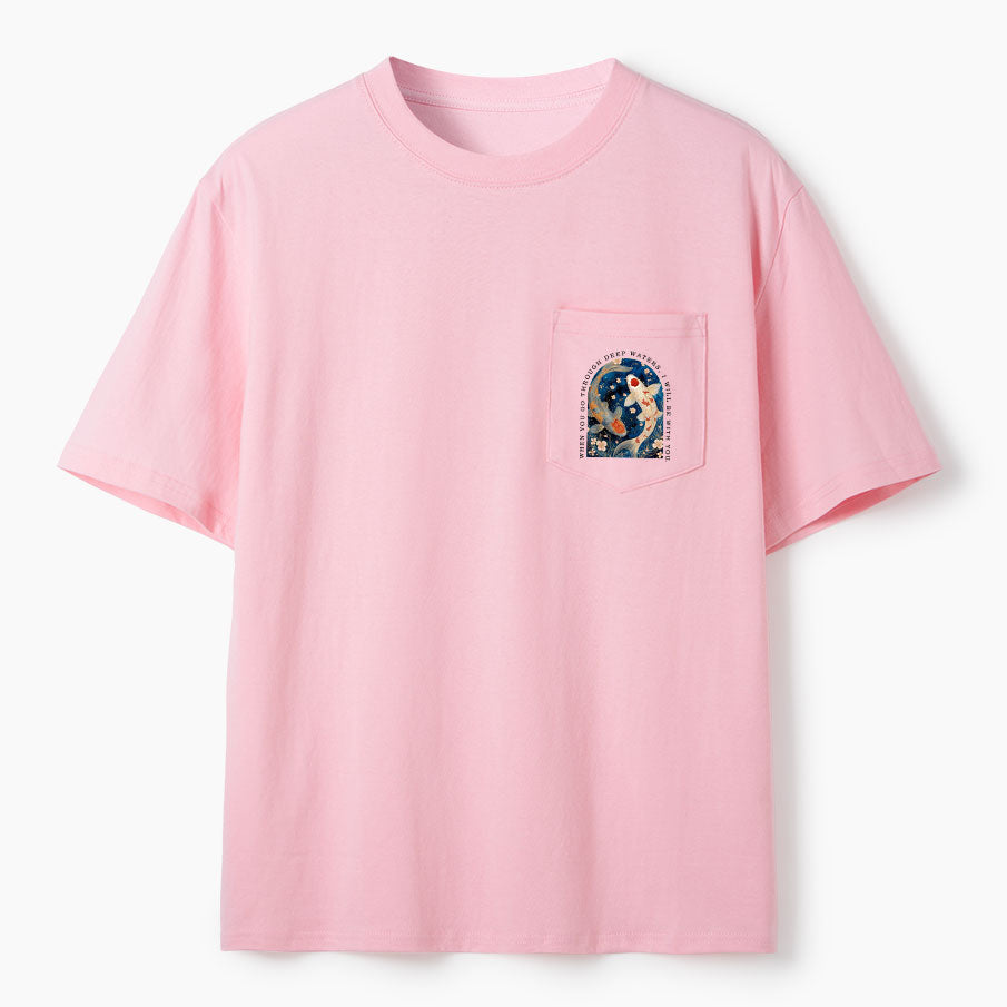 When You Go Through Deep Water Christian Unisex Pocket T-Shirt