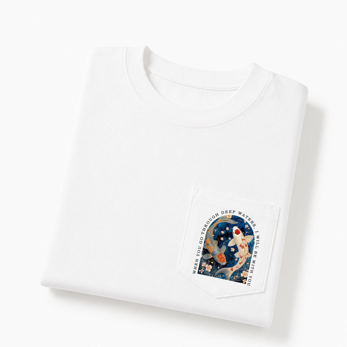 When You Go Through Deep Water Christian Unisex Pocket T-Shirt