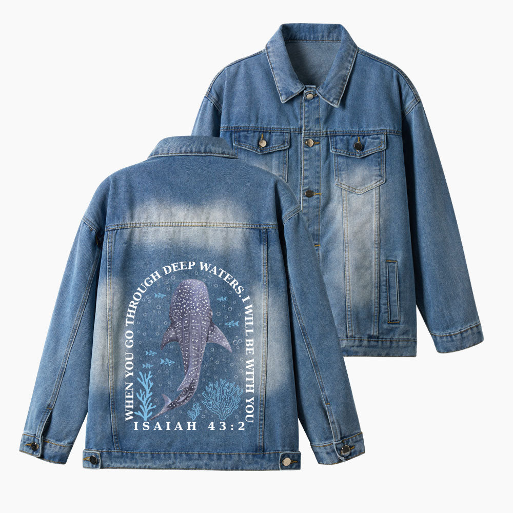 When You Go Through Deep Waters Christian Denim Jacket