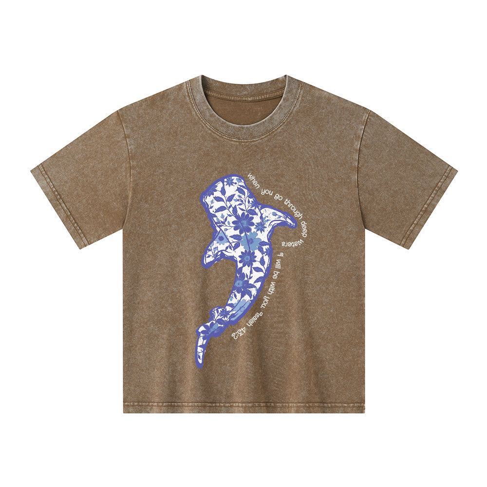 When You Go Through Deep Waters Christian Kid Washed T-Shirt