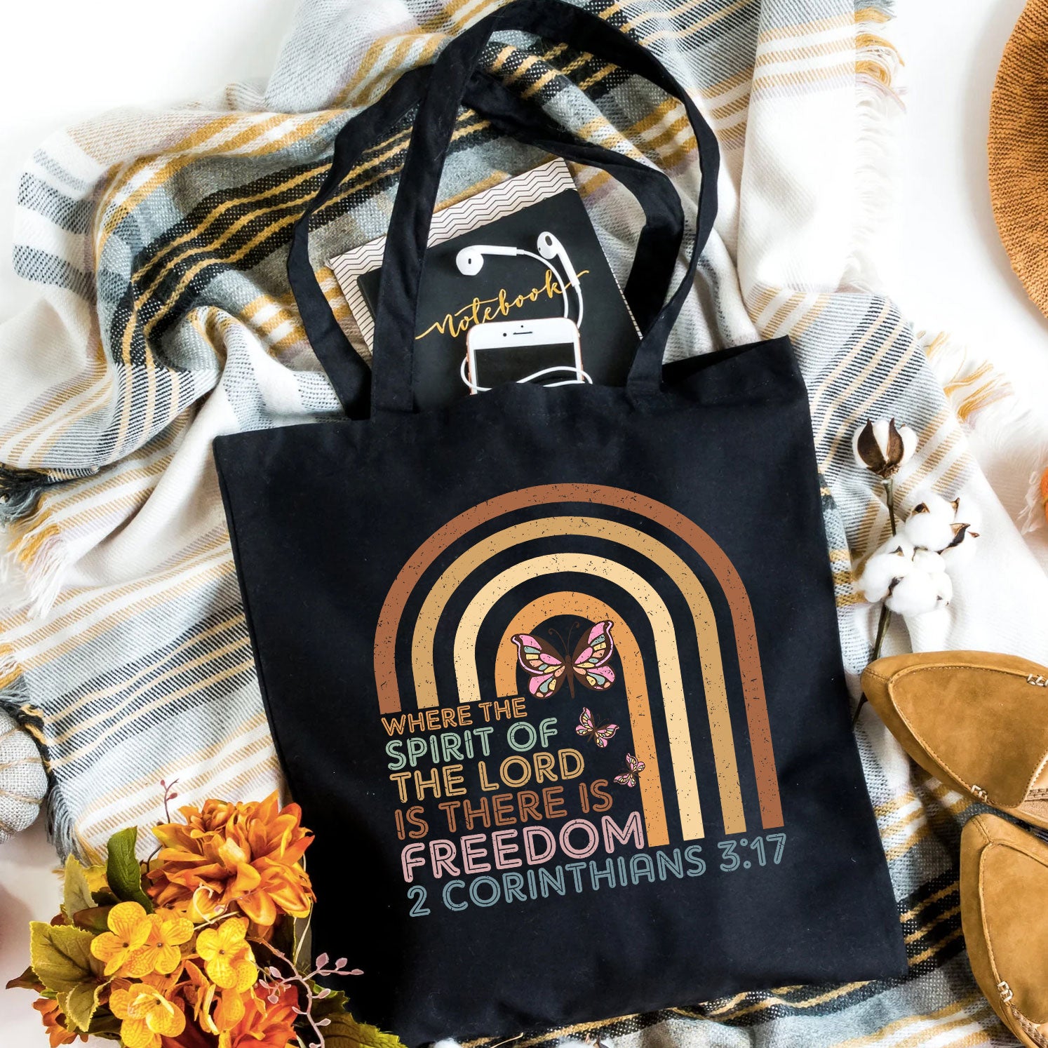 Where The Spirit Of The Lord Christian Canvas Tote Bag