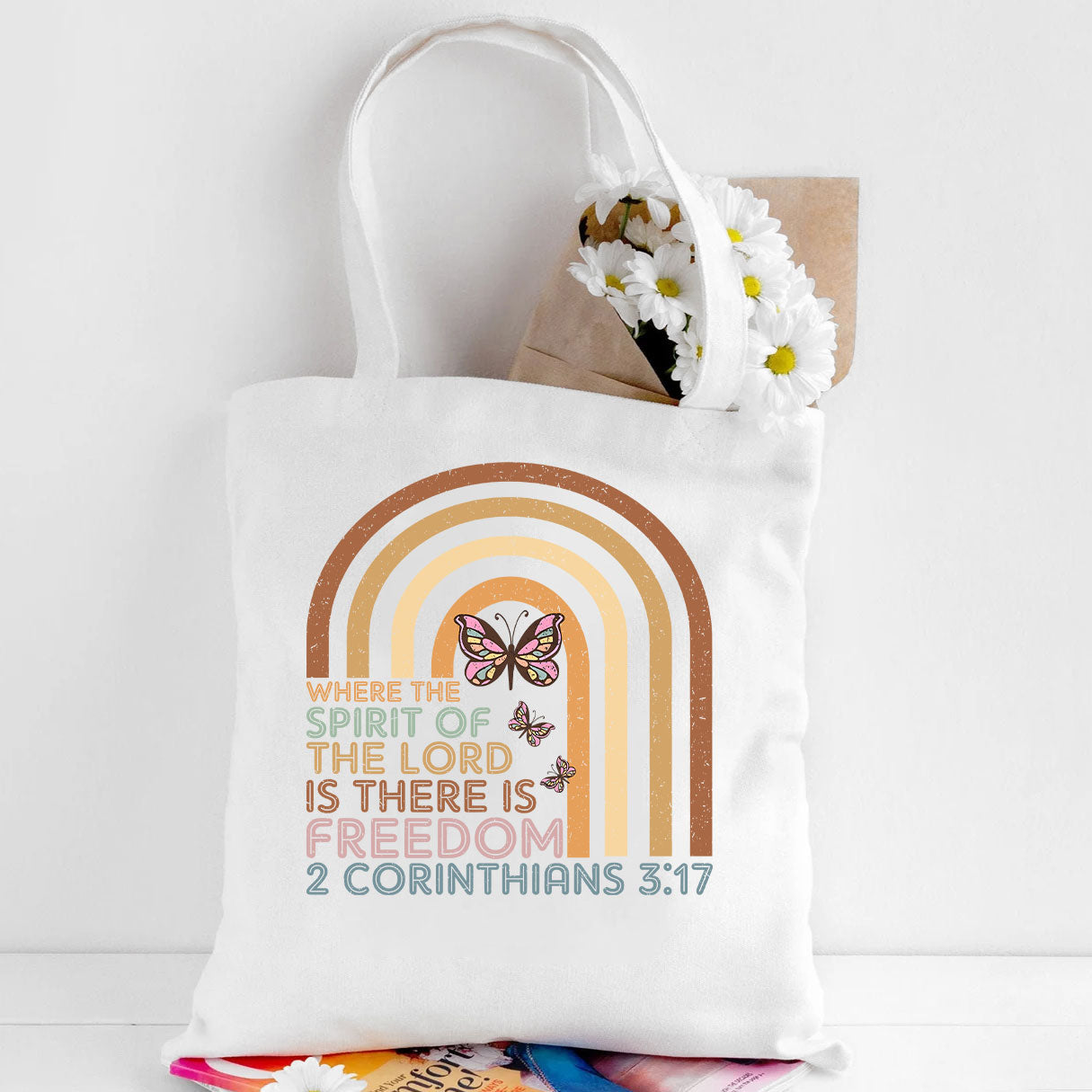 Where The Spirit Of The Lord Christian Canvas Tote Bag