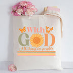With God All The Things Are Possible Christian Canvas Tote Bag