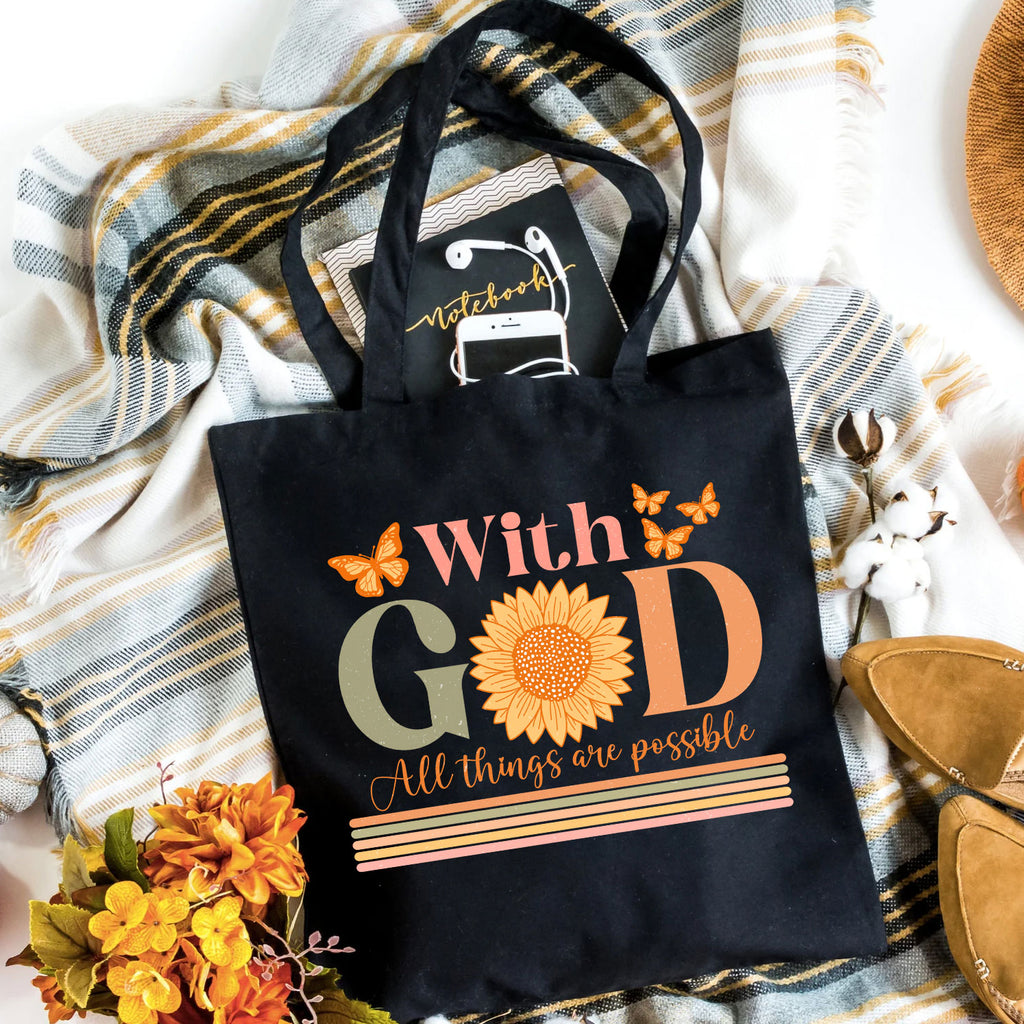 With God All The Things Are Possible Christian Canvas Tote Bag