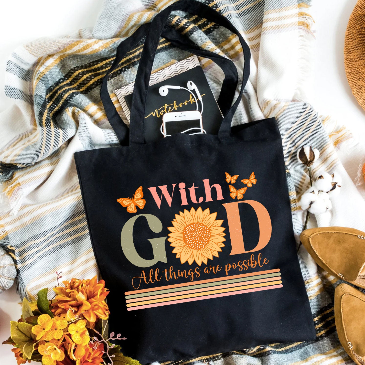 With God All The Things Are Possible Christian Canvas Tote Bag