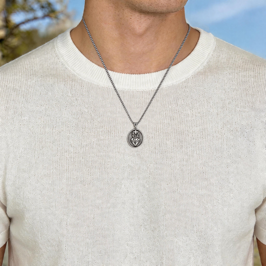 With The Heart One Believes Christian Stainless Steel Necklace