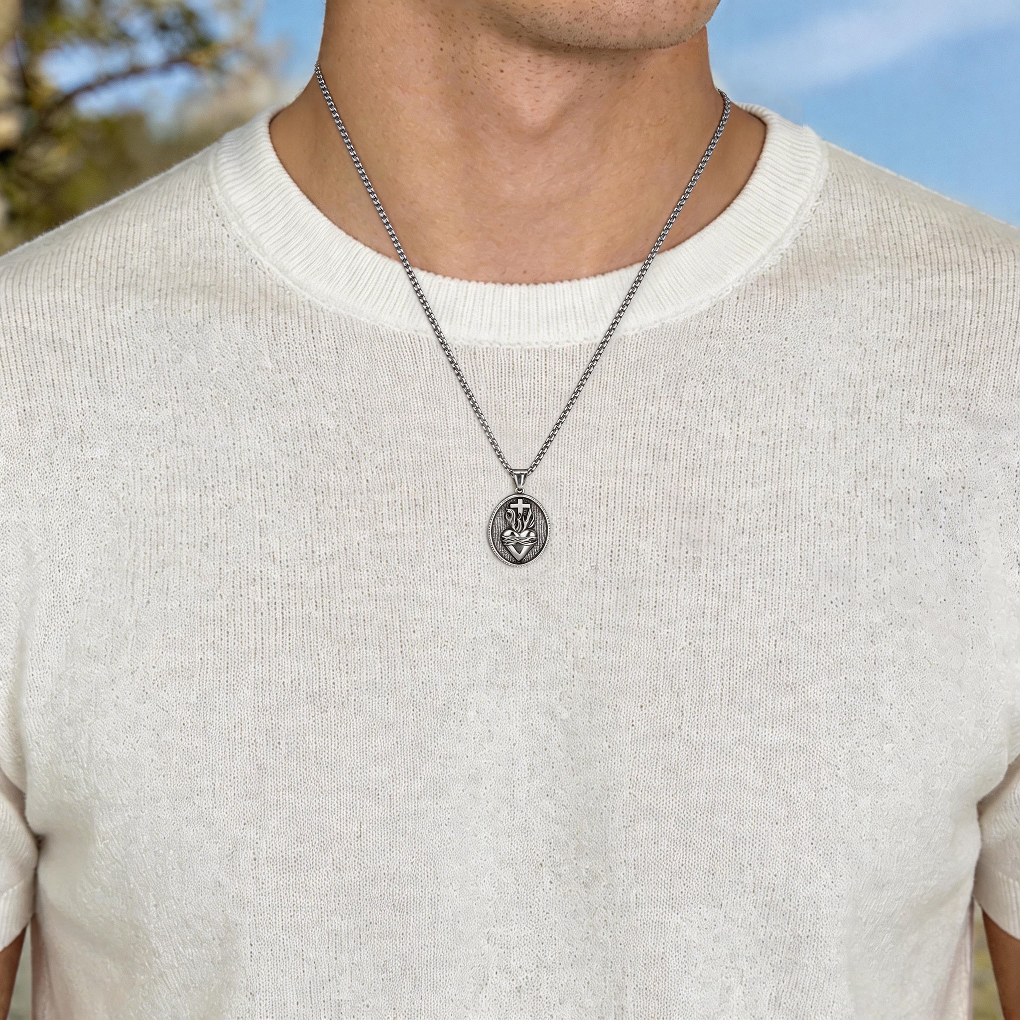 With The Heart One Believes Christian Stainless Steel Necklace
