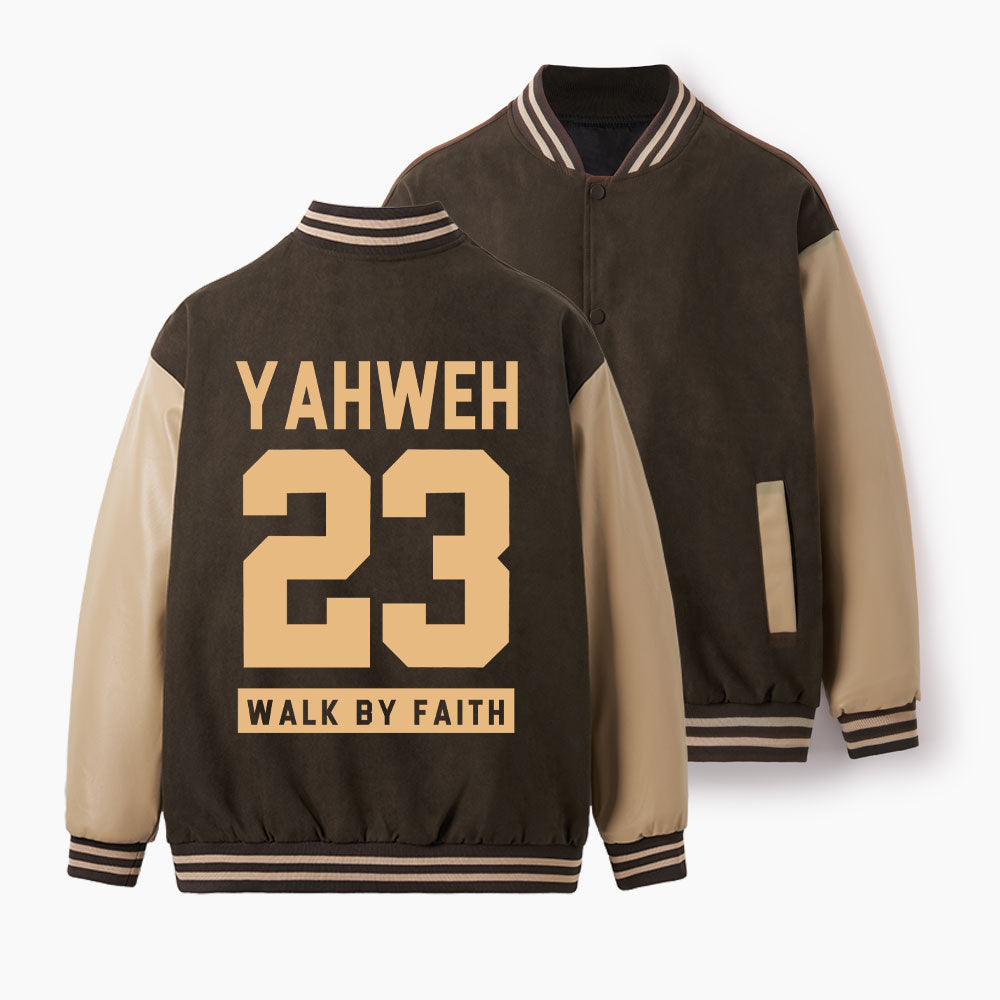 Walk By Faith Christian Color Block Baseball Jacket