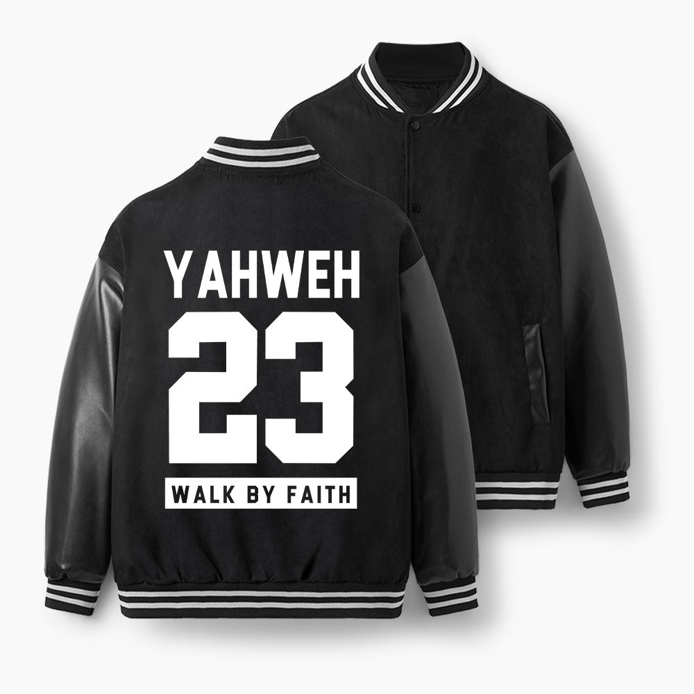 Walk By Faith Christian Color Block Baseball Jacket