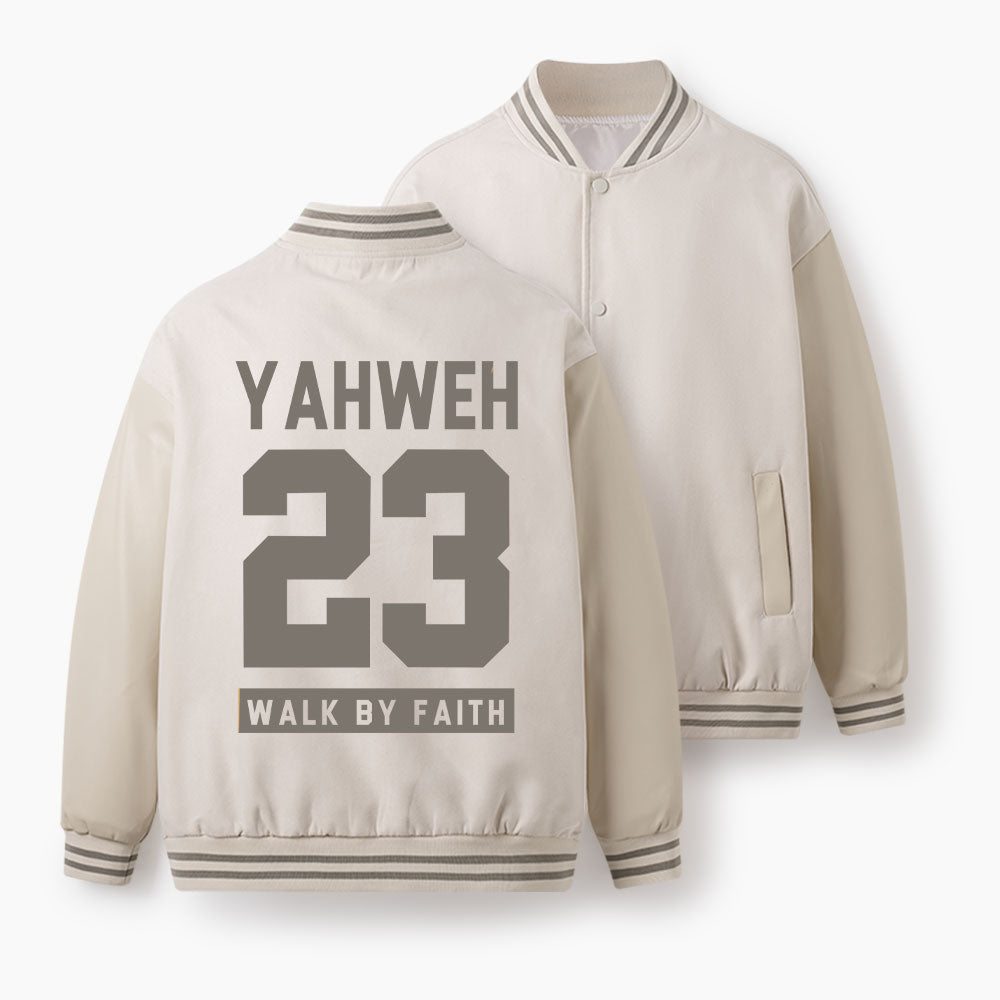 Walk By Faith Christian Color Block Baseball Jacket