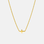 Minimal Sideways Cross Christian Necklace