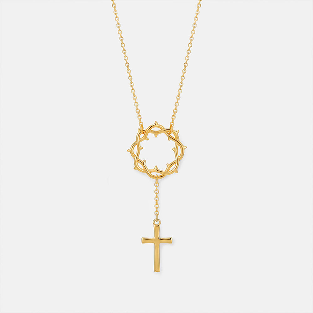 Crown of Thorns Drop Cross Christian Necklace