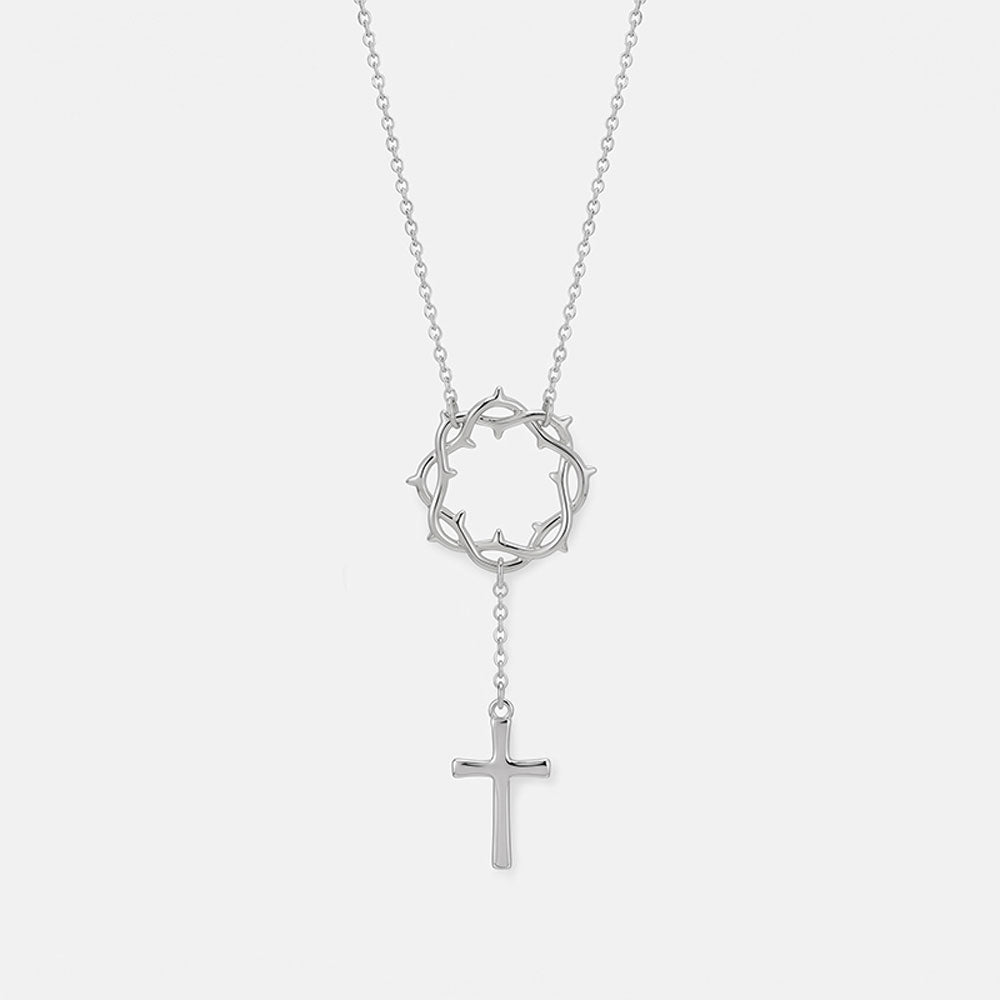 Crown of Thorns Drop Cross Christian Necklace