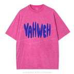 YAHWEH Christian Puff Printed Washed T-Shirt