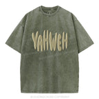 YAHWEH Christian Puff Printed Washed T-Shirt