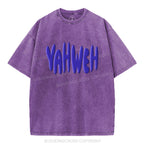 YAHWEH Christian Puff Printed Washed T-Shirt