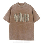YAHWEH Christian Puff Printed Washed T-Shirt