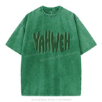 YAHWEH Christian Puff Printed Washed T-Shirt