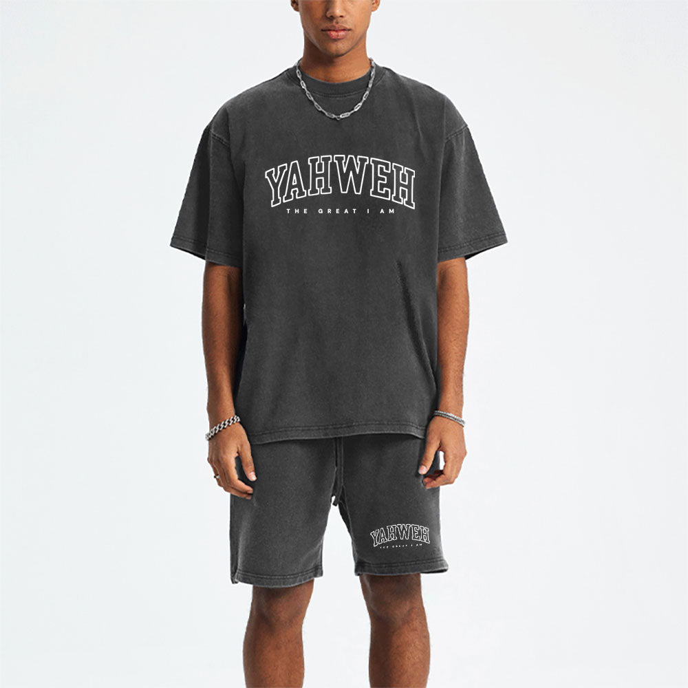 YAHWEH Christian Washed T-Shirt & Shorts