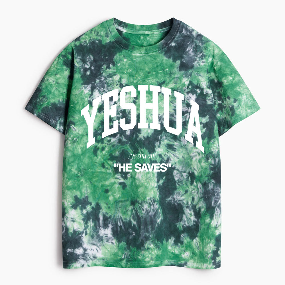 YESHUA He Saves Heavy Cotton Tie Dye T-Shirt