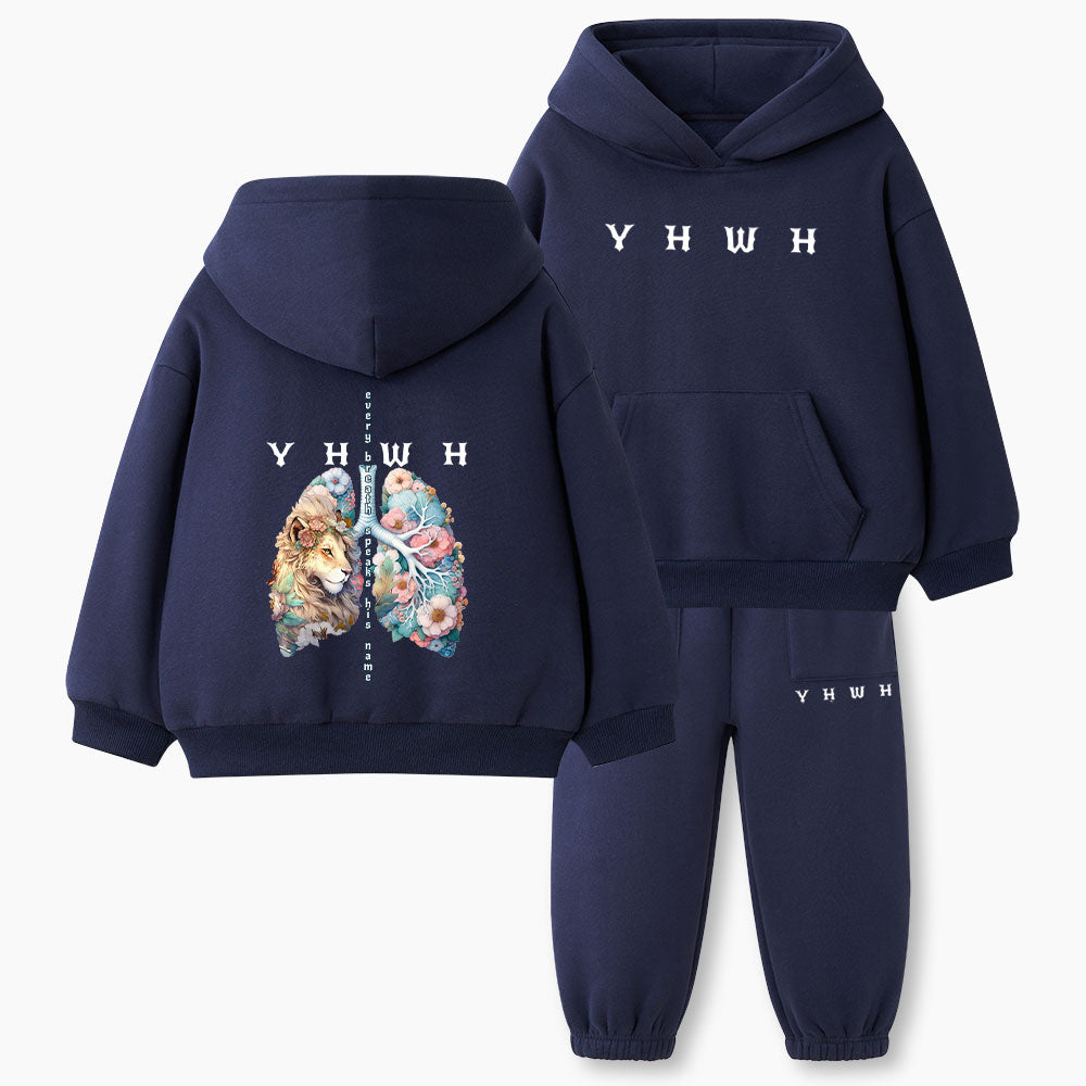 YHWH Every Breath Speaks His Name Christian Kid Fleece Hoodie Set